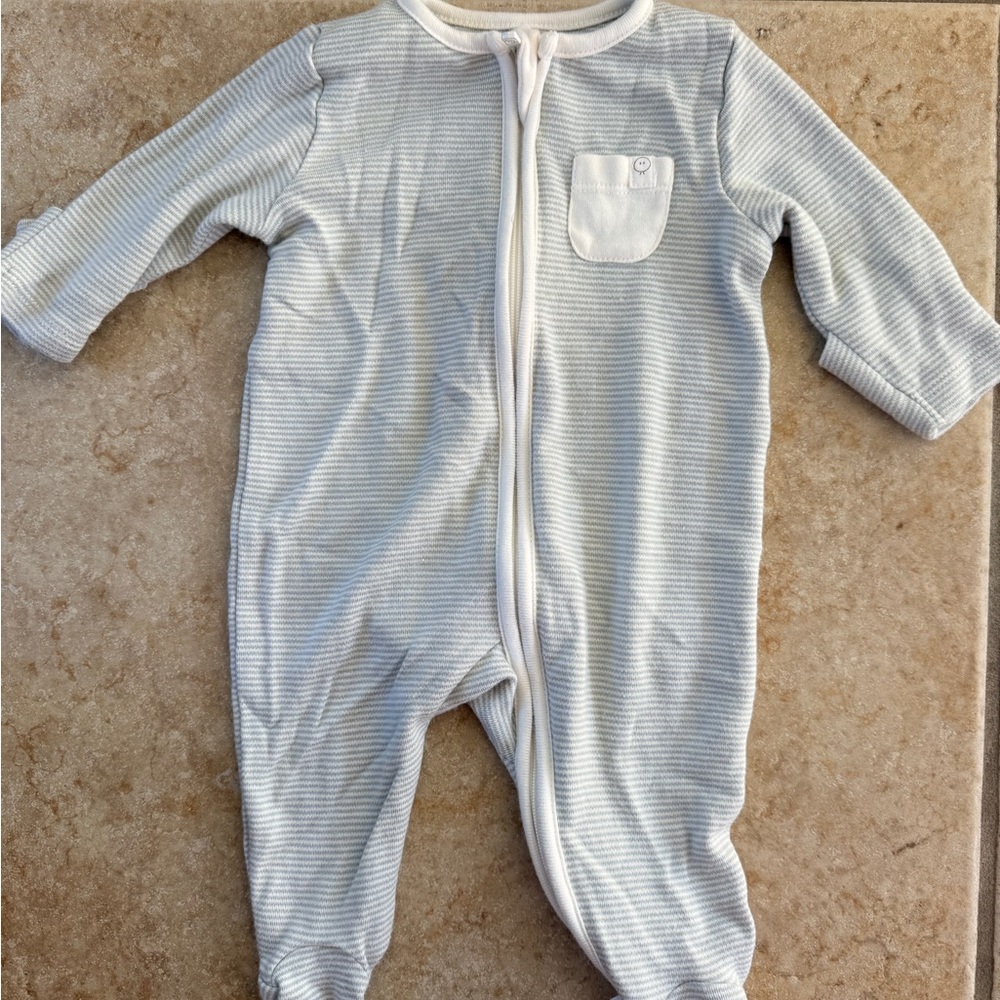 Soft Gray Striped Kids Footie
